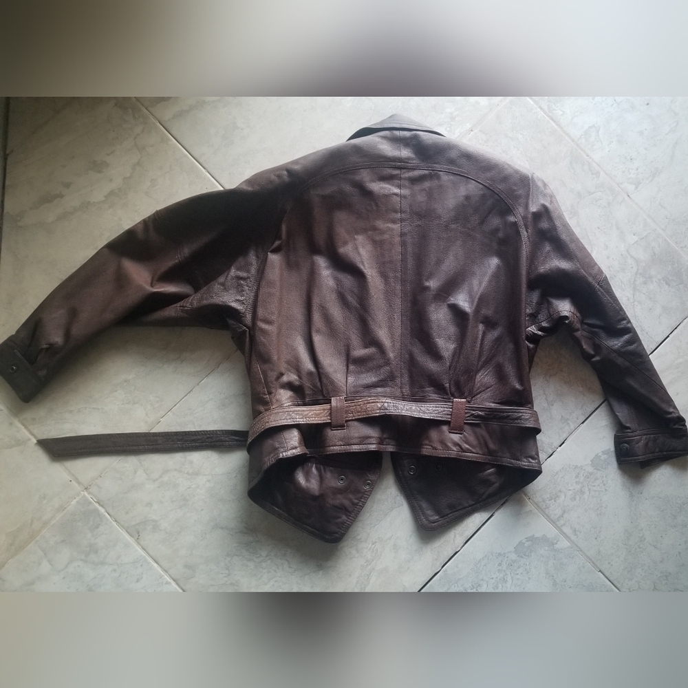 Brown Leather Jacket, Vintage Adventure Bound Jacket - Picture 4 of 5